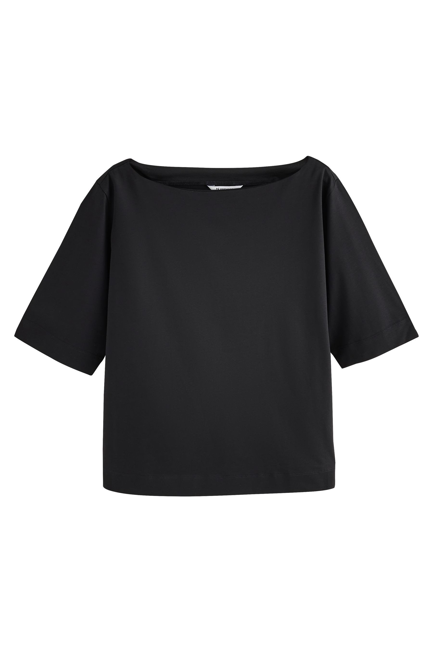 Next T-Shirt Kurzärmeliges Supima-T-Shirt mit U-Boot-Ausschnitt (1-tlg)