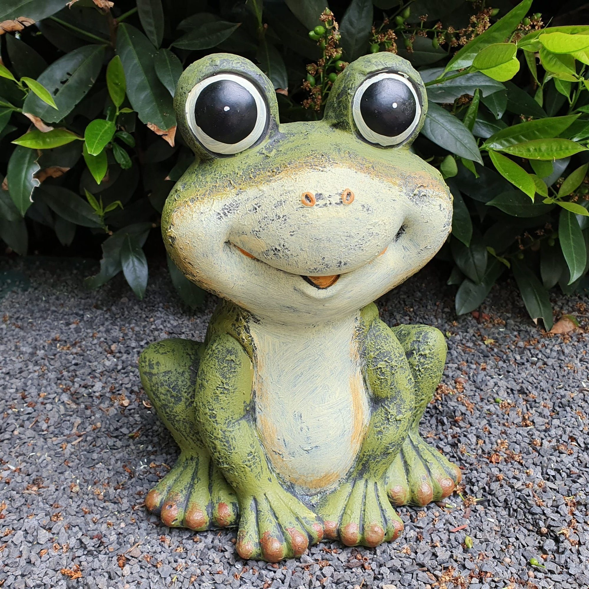 Aspinaworld Gartenfigur Sitzende lachende Frosch Figur 33 cm wetterfeste Gartendeko