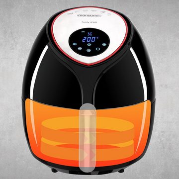 monzana Heißluftfritteuse, 1800 W, 6,5L XXL Digitales LED Touch-Display Schwarz