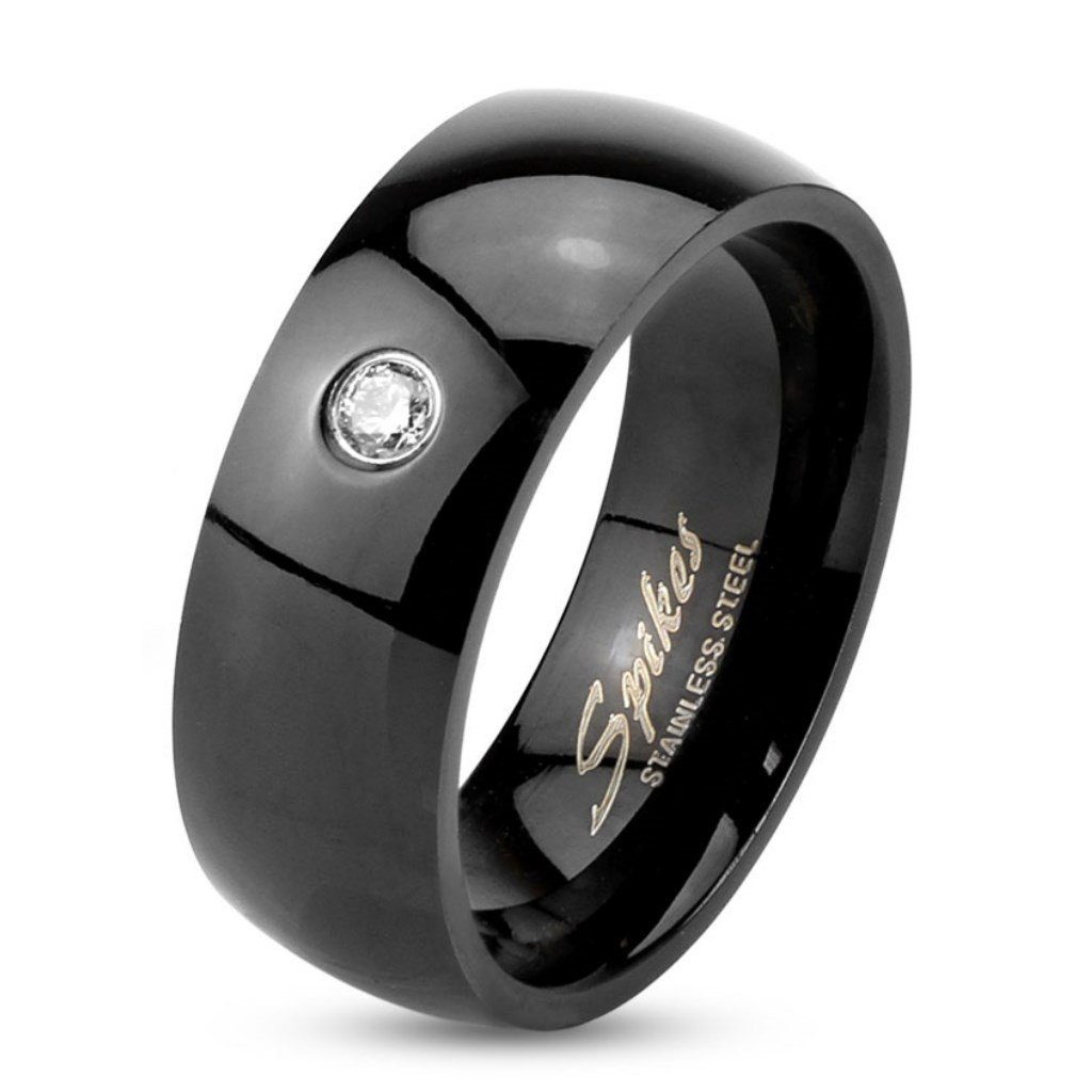 Ring Edelstahl Kristalle BUNGSA Damen Schwarz aus 1-tlg), klassisch Fingerring Herren (Ring, Unisex
