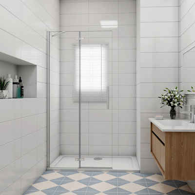 duschspa Duschwand 185cm Duschwand Duschtrennwand Faltwand Scharnierwand ESG Glaswand, Einscheibensicherheitsglas, Sicherheitsglas, (Set), Glas, Nano Glas