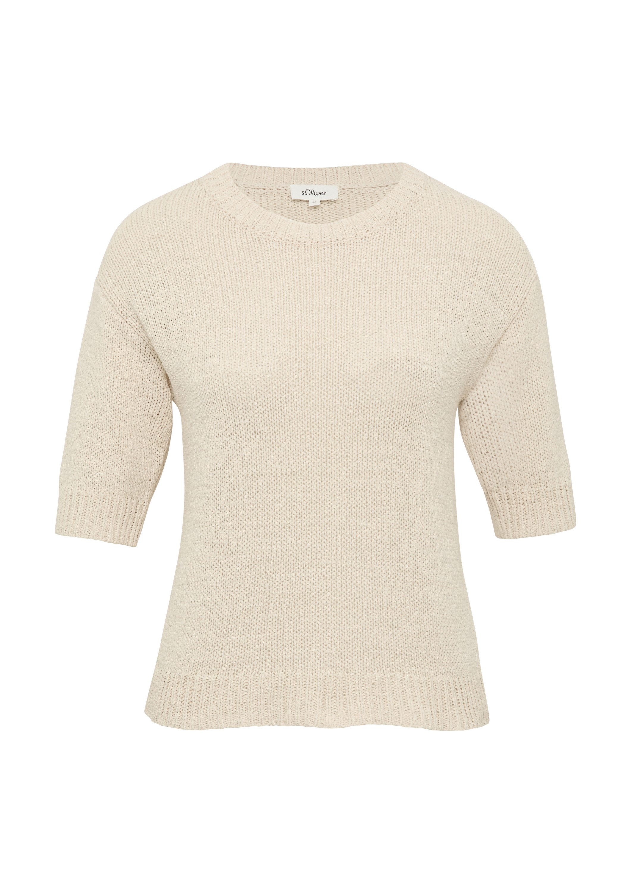 s.Oliver Kurzarmpullover Strickpullover Strickpullover aus Bändchengarn mit günstig online kaufen