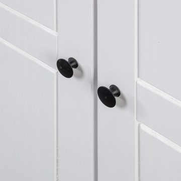 furnicato Kleiderschrank Weiß 80×50×171,5 cm Kiefer Massiv Panama Serie
