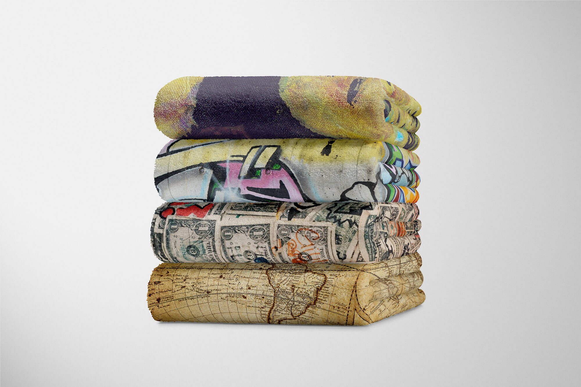 Sinus Art (1-St), mit Handtuch Baumwolle-Polyester-Mix Fotomotiv Saunatuch Handtuch Kuscheldecke Graf, Handtücher Dollarscheine Strandhandtuch