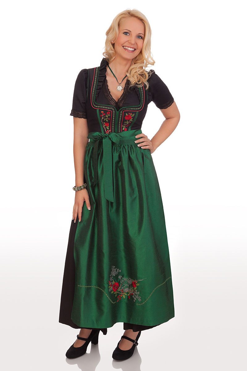 Spieth & Wensky Dirndl Dirndl lang 2tlg. - WINCHESTER - flaschengrün, beere