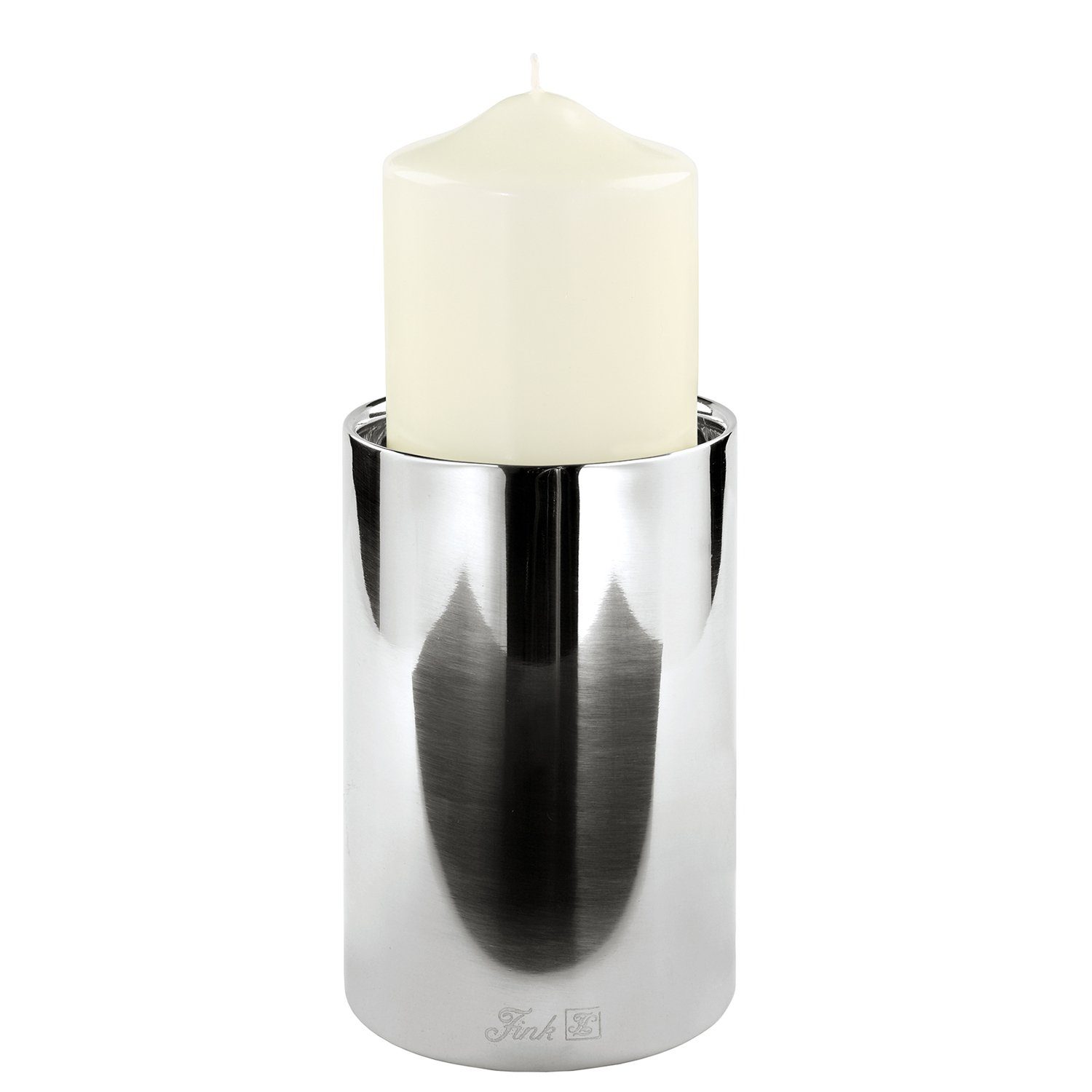 Fink Kerzenleuchter SOBRIO - Kerzenleuchter silber - Edelstahlleuchte D.10cm Kerzenhalter (1x Stumpenkerzenhalter, 1 St., 1 Stück), Leuchter - Kerzen Halter - Kerzenständer - Lichtspender - Leuchte