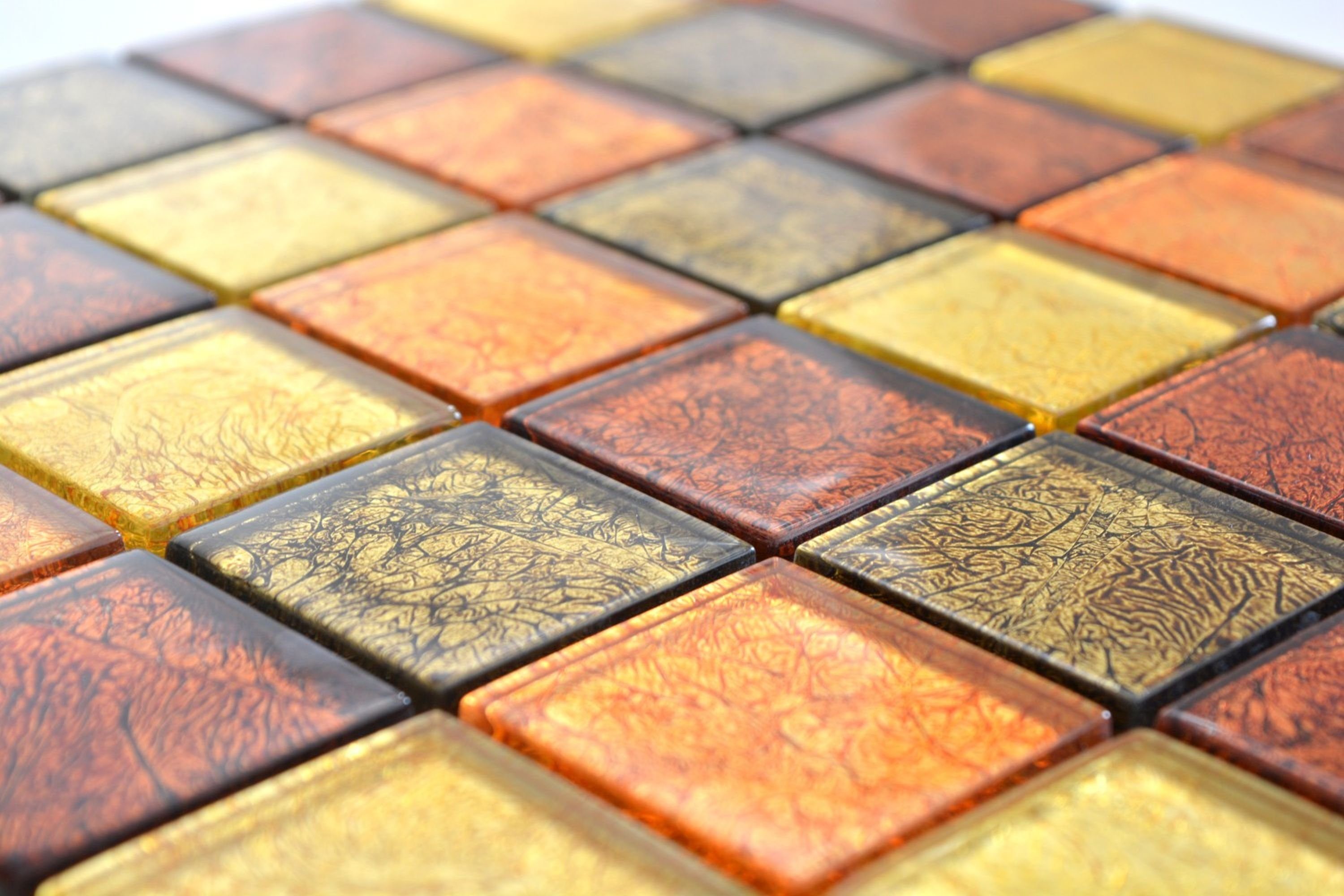 Mosani Mosaikfliesen Glasmosaik Küche Mosaikfliese Fliesenspiegel gold Struktur orange