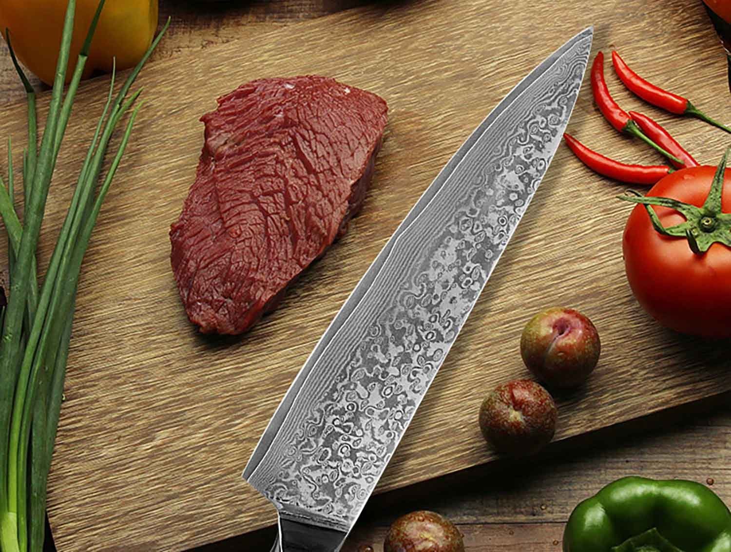 Muxel Kochmesser Kochmesser Damastmesser Messer Damast-Klinge Carbon 62 Küchenmesser
