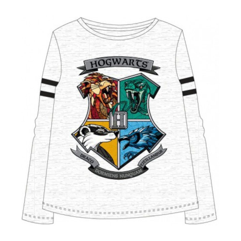 Harry Hogwarts EplusM Wappen T-Shirt Potter grau- farbig Langarm-Shirt,