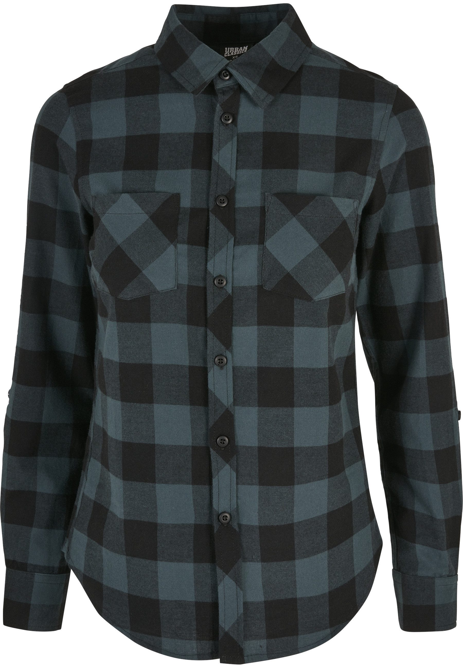 URBAN CLASSICS Kurzarmshirt Urban Classics Damen Ladies Turnup Checked Flan günstig online kaufen
