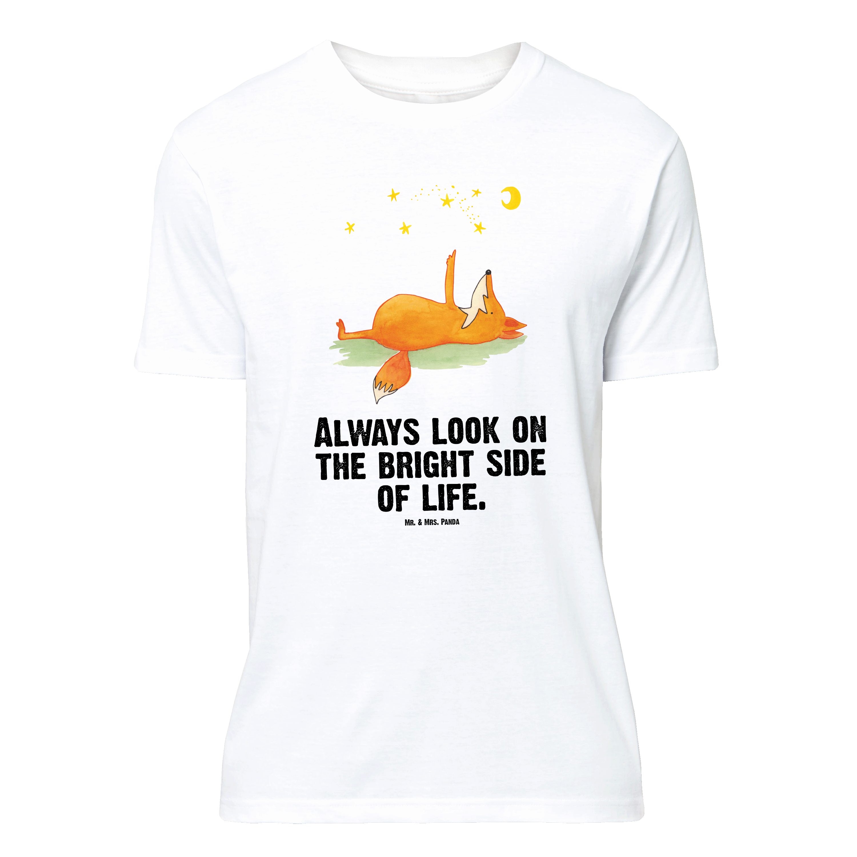Mr. & Mrs. Panda T-Shirt Fuchs Sterne, Tshirt, Weiß, Tshirt, S T-Shirt, Optimistisch, Positiv, (Packung) Baumwoll T-Shirt Spruch schön Fuchs