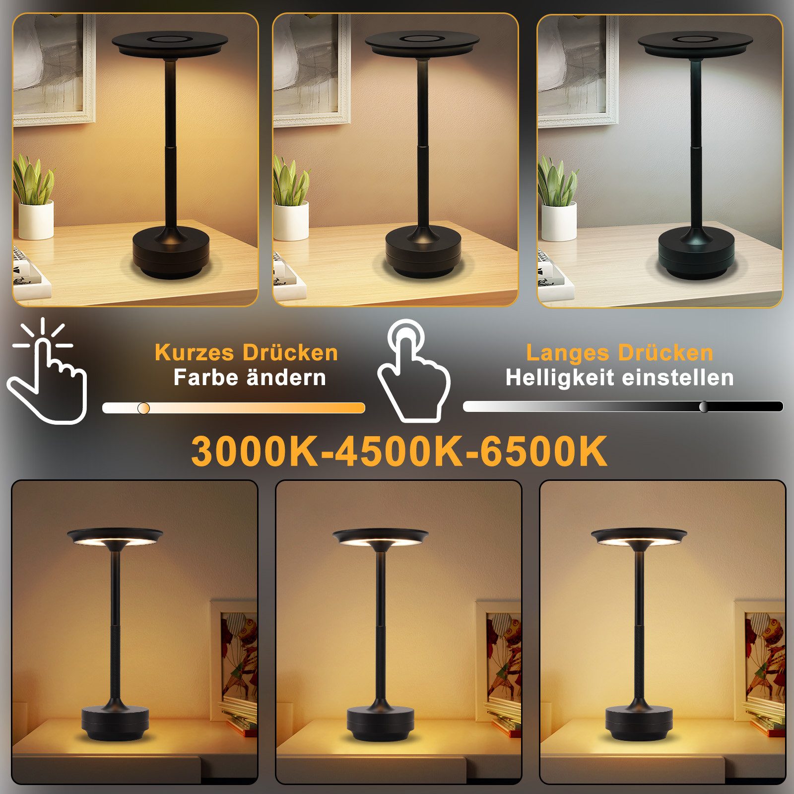 Nettlife LED Tischleuchte Nachttischlampe Kabellos Touch Dimmbar Tischlampe günstig online kaufen