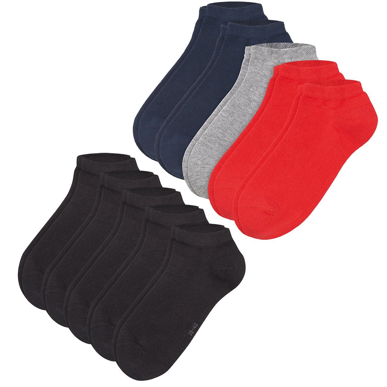 Unisex Camano aus Baumwollmix im Sneakersocken 20er (10-Paar) Red Pack Sneaker 10er 15er Multipack 10er