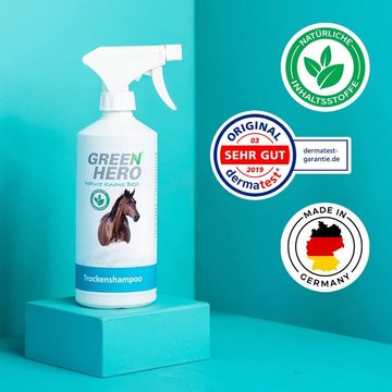 GreenHero Tiershampoo Trockenshampoo-Spray für Pferde, 500 ml, natürliches Pferdetrockenshampoo zur Reinigung