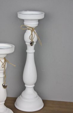 elbmöbel Kerzenständer Kerzenständer Herz weiß, Kerzenständer: weiß 12x37x12 cm klassisch Landhausstil