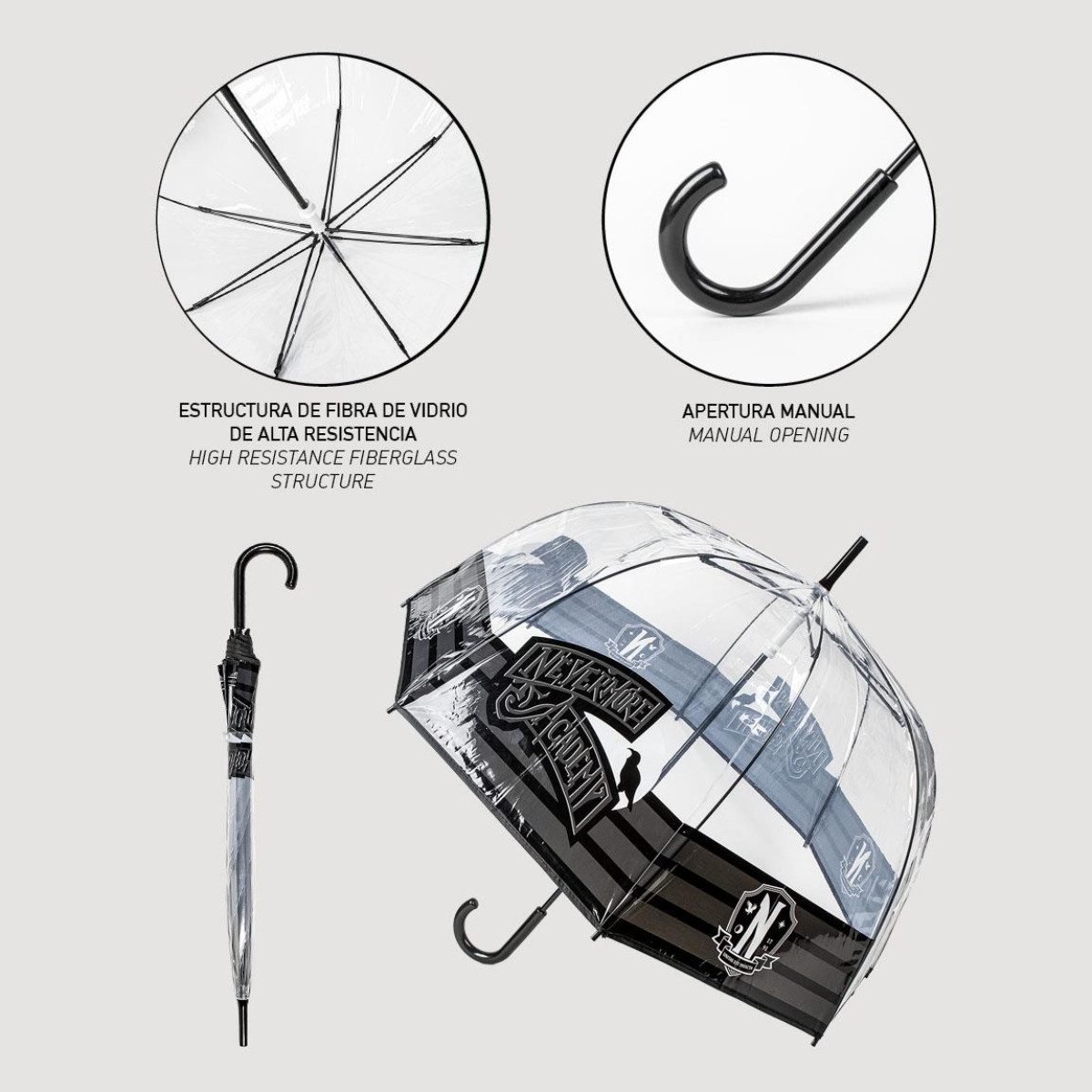 Cerda Stockregenschirm Wednesday Regenschirm transparent – günstig online kaufen