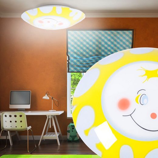 etc-shop Deckenleuchte, Kinder Decken Sonnen Glas Lampe Spiel Zimmer