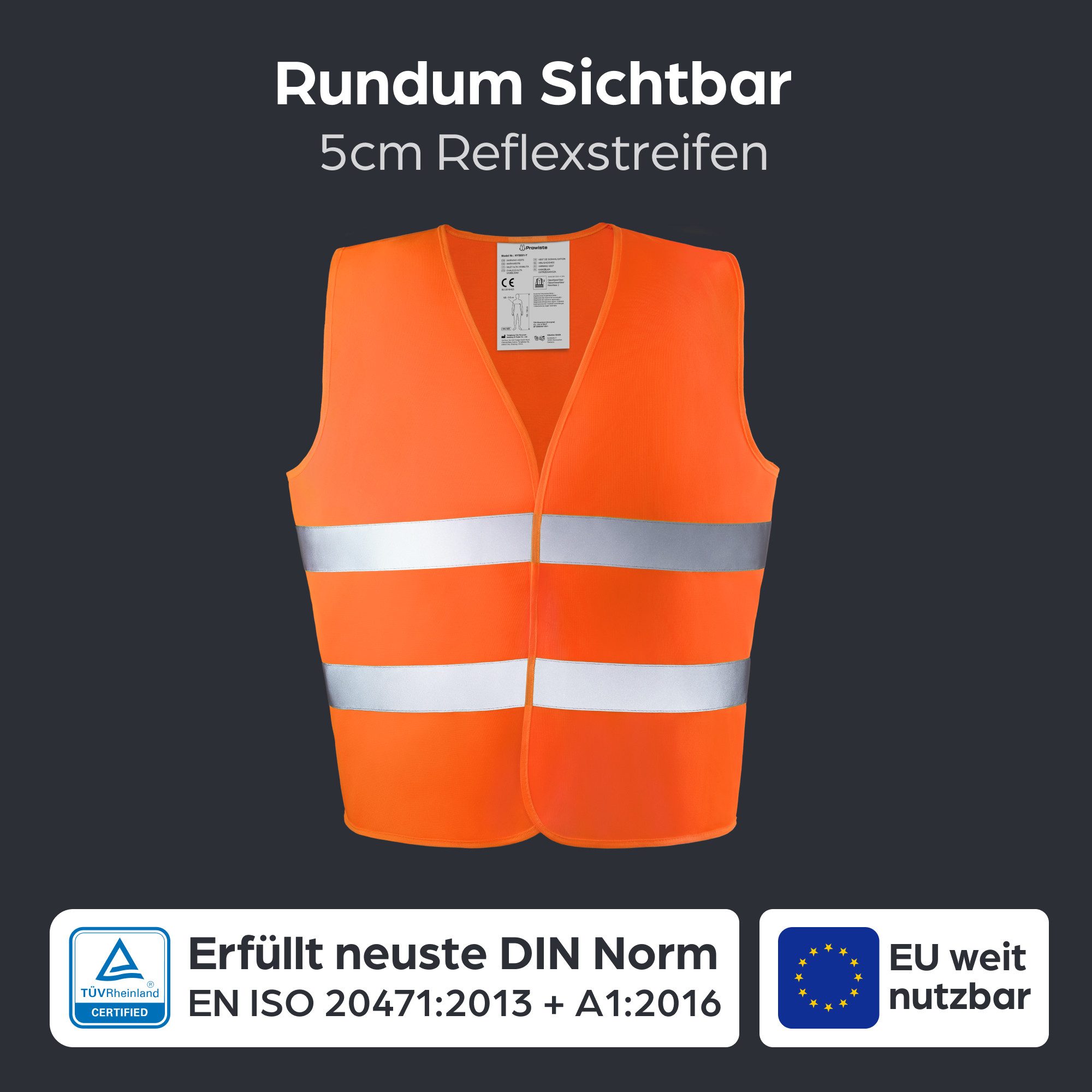 Prowiste Warnweste Auto Warnwesten Orange - günstig online kaufen