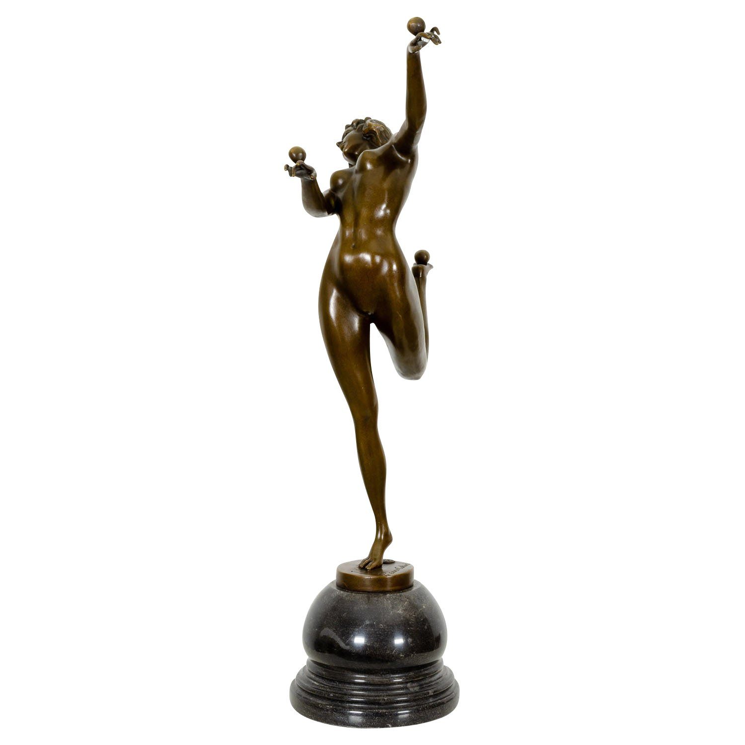 Aubaho Skulptur Bronzeskulptur Antik-Stil 54cm Akrobatin Figur im Frau Statue Bronze