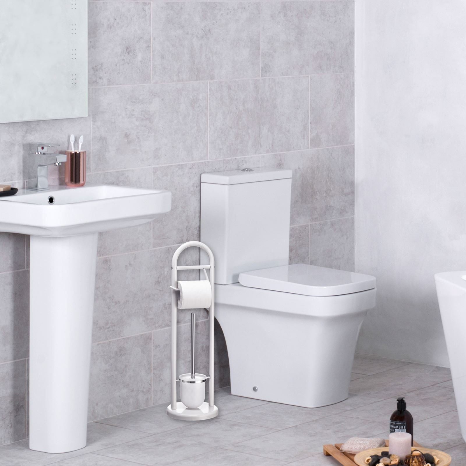 CARO-Möbel Toilettenpapierhalter EGON, Toilettengarnitur mit Bürstenhalter günstig online kaufen