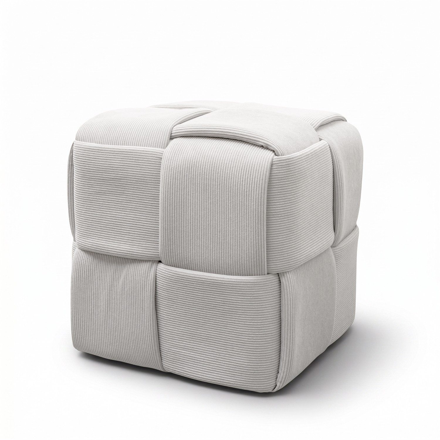 Lookway Pouf Pouf CUBETTO aus Cordstoff in geflochtener Form