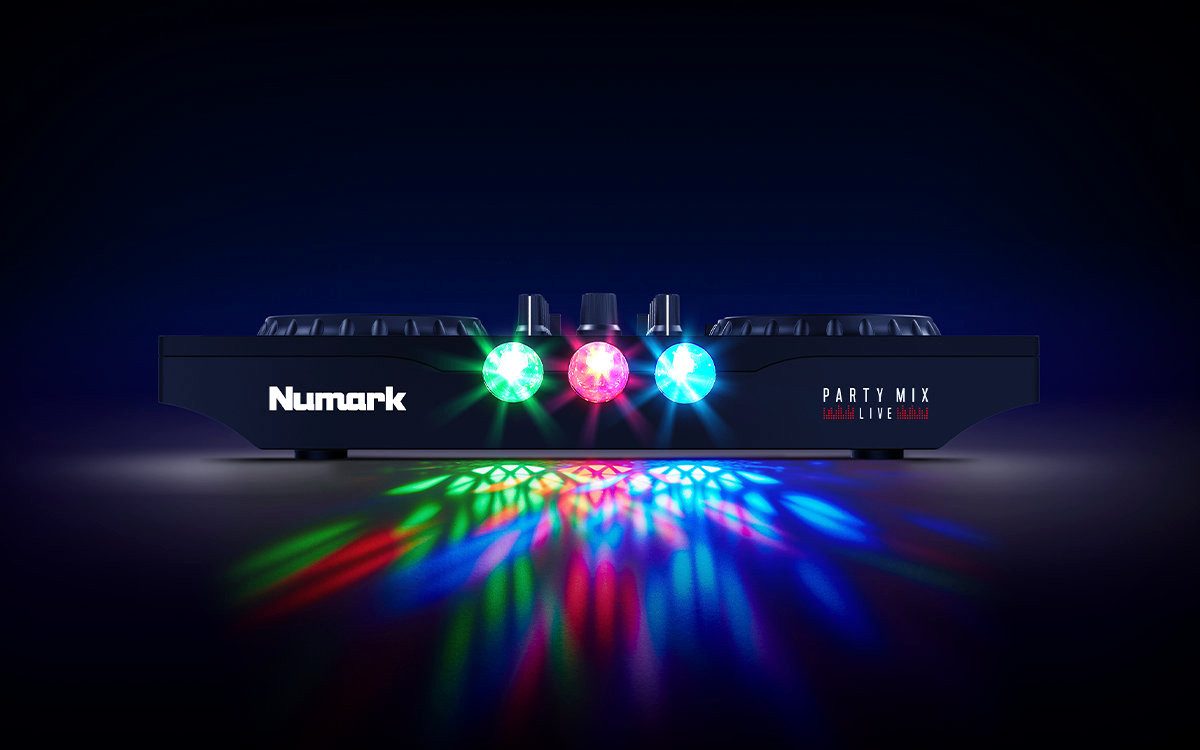 Numark DJ Controller Party Mix Live - mit eingebauter Lightshow und Lautsprechern, mit Pitch-Schieberegler für Tempoanpassungen