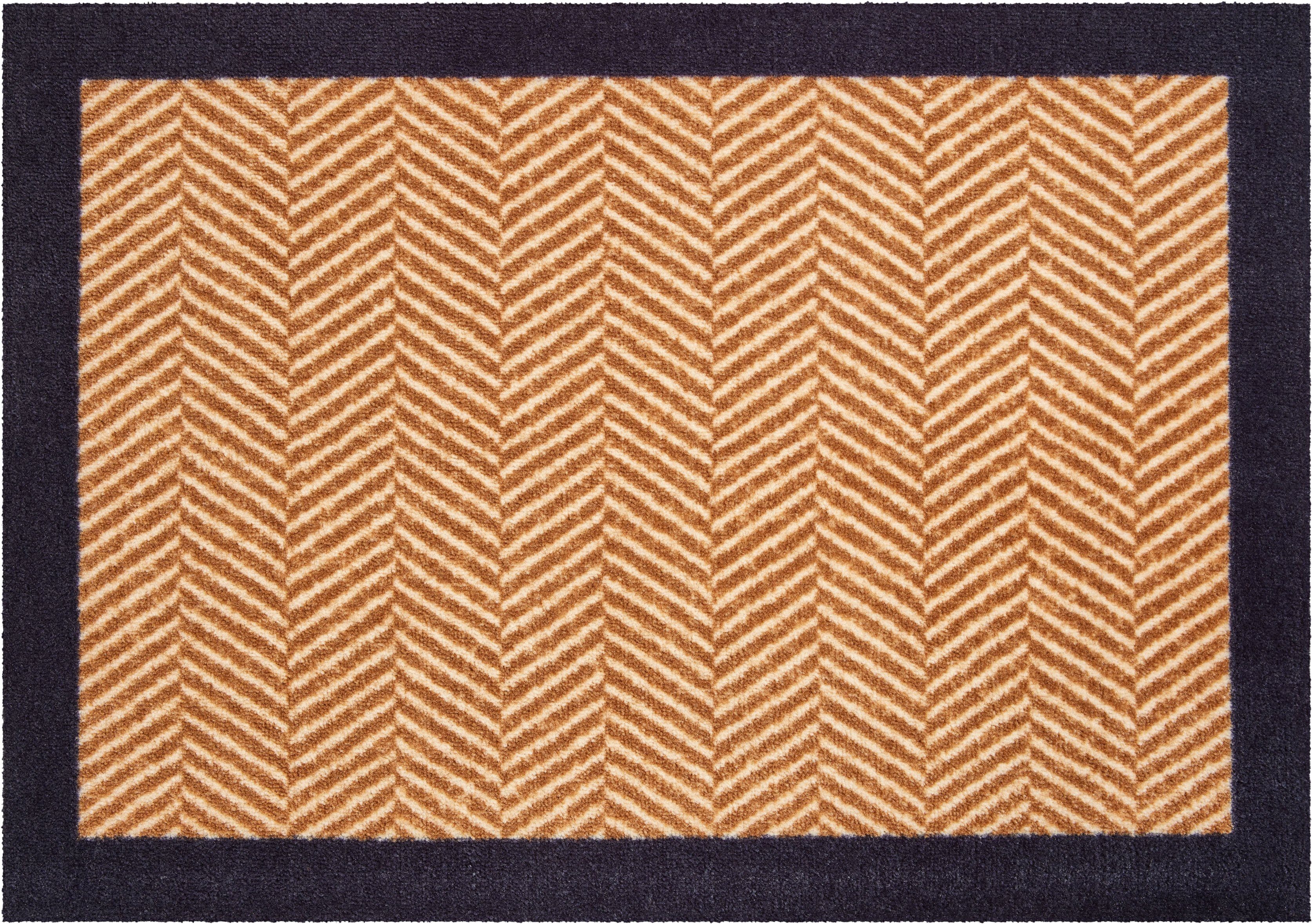 Fußmatte Herringbone, Grund, rechteckig, beige waschbar Bordüre, 8 Höhe: mm, mit und Schmutzfangmatte Outdoor In- geeignet