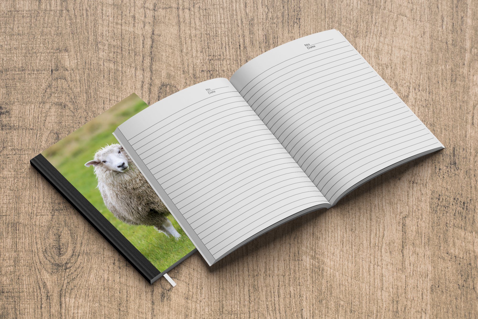 Journal, Gras Notizbuch Notizheft, Merkzettel, Seiten, - Nutztier, Schafe 98 A5, MuchoWow Tagebuch, - Haushaltsbuch