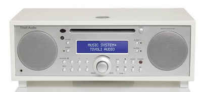 Tivoli Audio Music System+ weiß matt/silber Stereoanlage (Digitalradio (DAB),FM-Tuner, AM-Tuner, CD,Bluetooth,Fernbedienung,dimmbares Display mit Uhrzeit, Weckfunktion,2 Weckzeiten, AUX-IN, Holzgehäuse, integrierter Subwoofer)