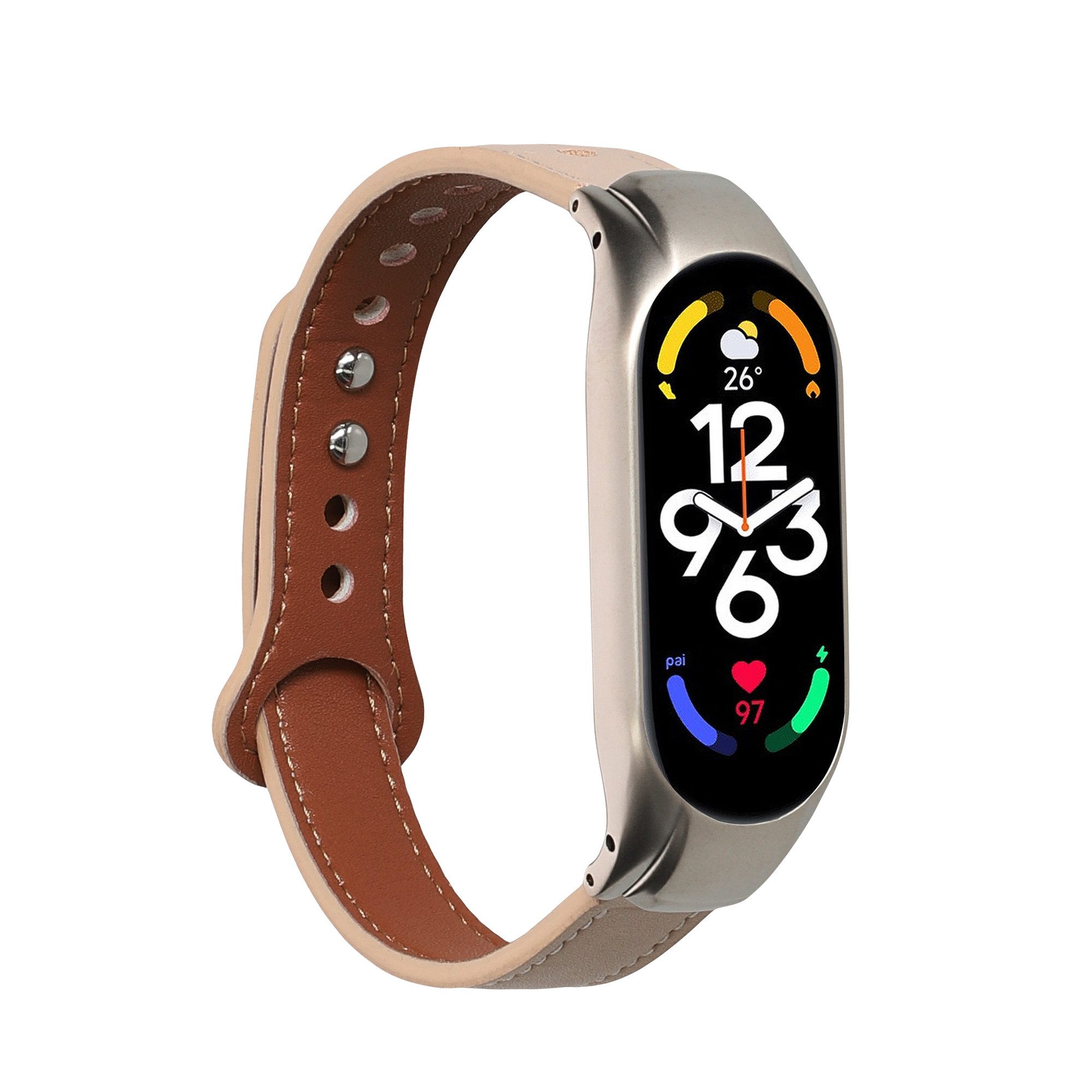 kwmobile Echtleder Armband für Xiaomi Mi Band 7 Smartwatch, 1-tlg., Ersatzarmband für Fitnesstracker - Wechselarmband Smartwatch