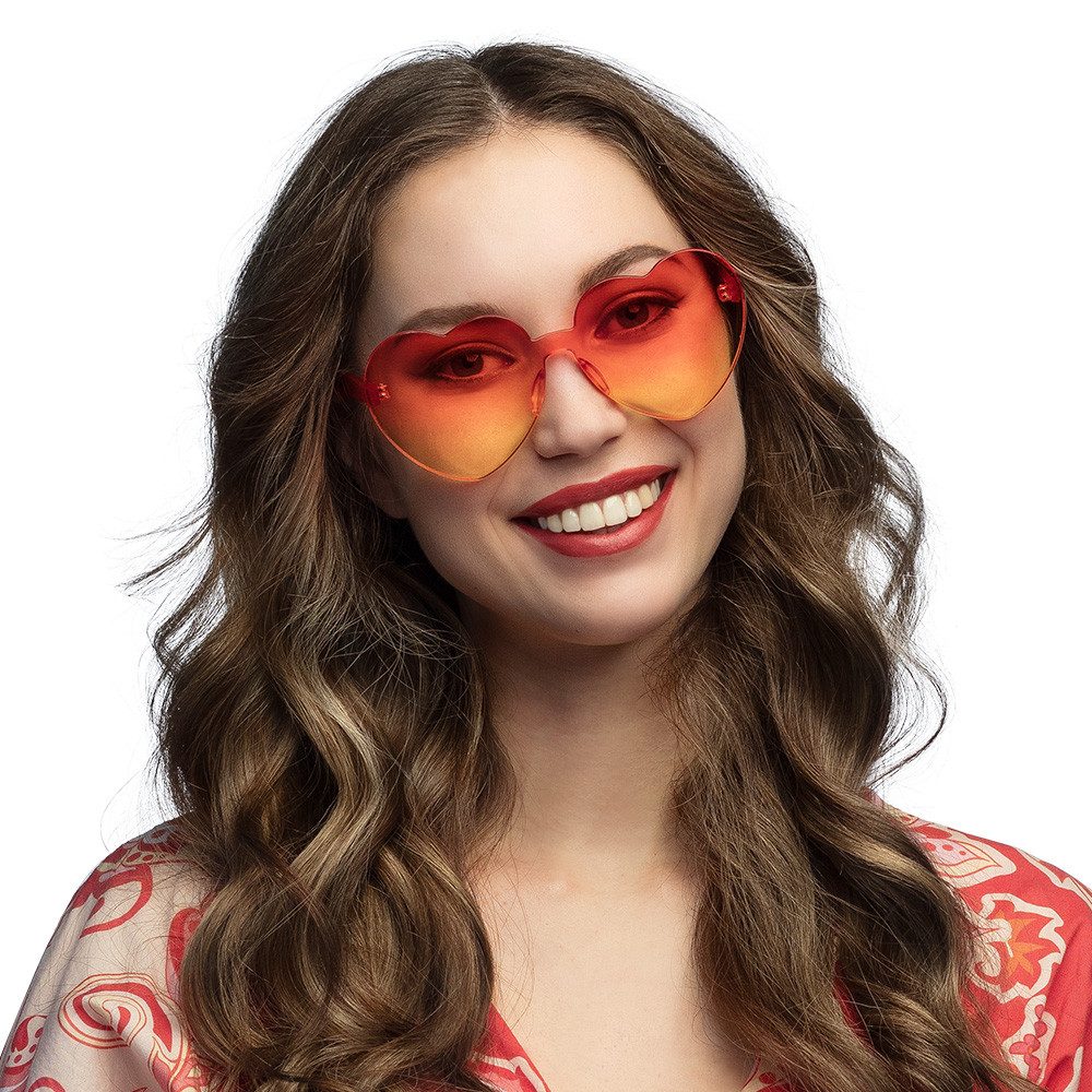 Boland Verkleidungsmaske Partybrille 'Festival Hearts' Herzbrille, Orange