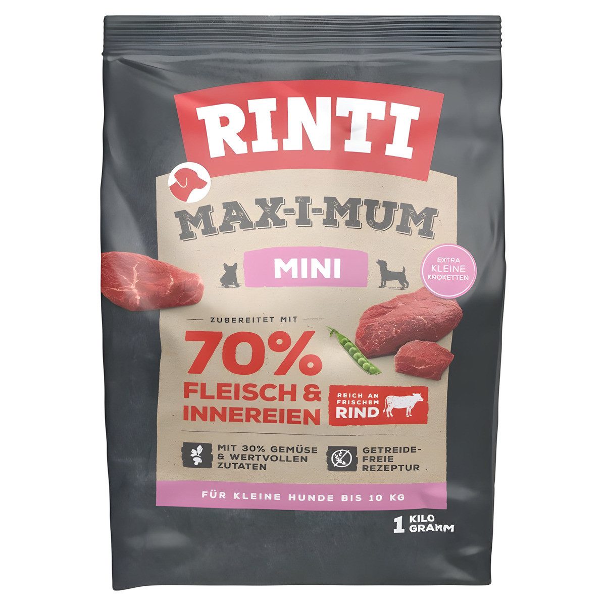 Rinti Max-I-Mum Mini Rind 1 kg, Trockenfutter für: Hund