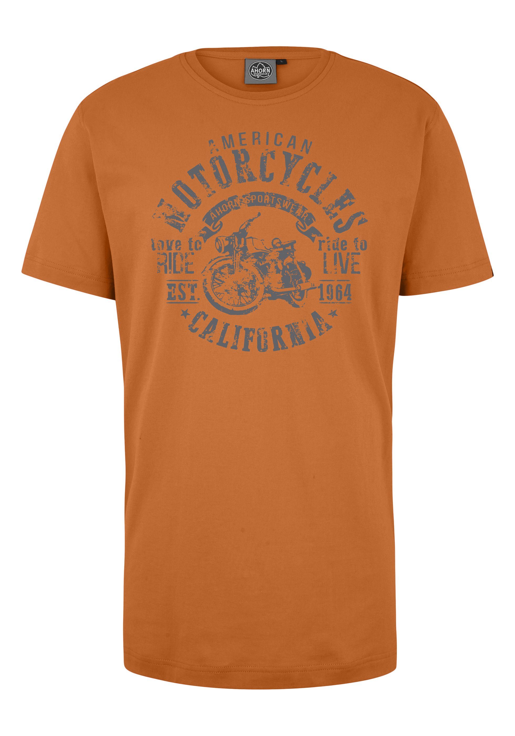 AHORN SPORTSWEAR T-Shirt RIDE TO LIVE_DARK GREY mit modischem Print orange