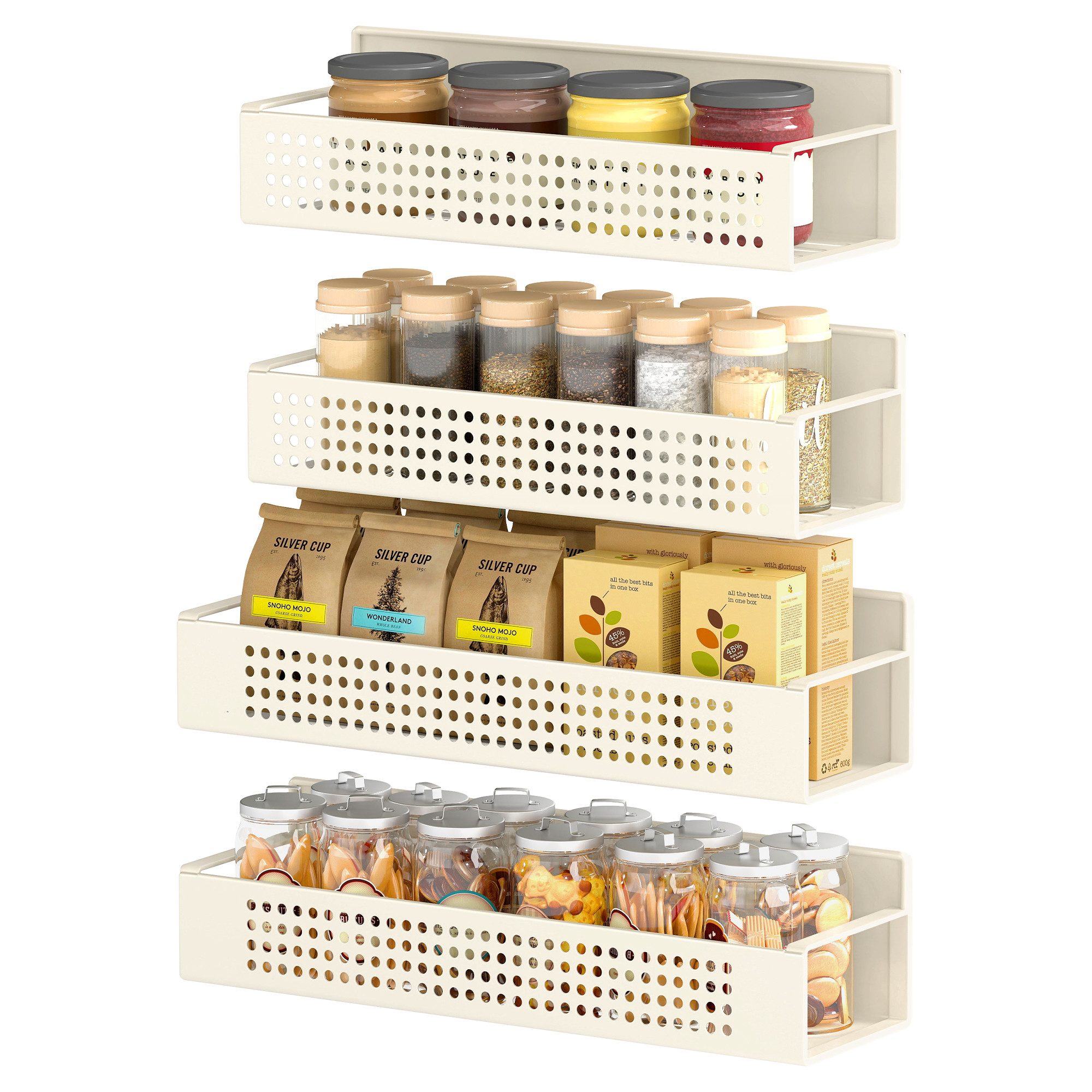 SONGMICS Gewürzregal magnetisch, Gewürzregal magnetisch, 4er Set, 2 große u günstig online kaufen