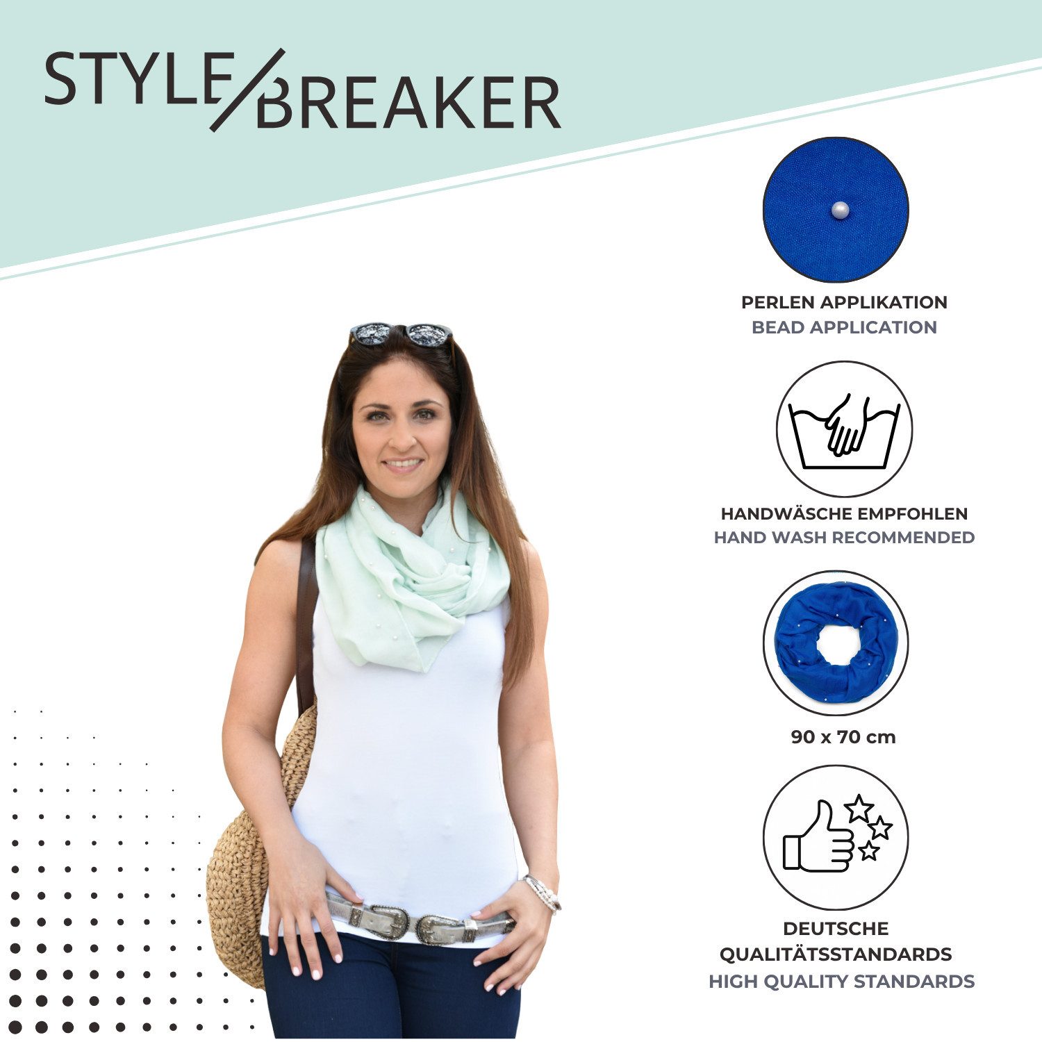 styleBREAKER Loop Loop Schal mit Perlen Applikation, (1-St)
