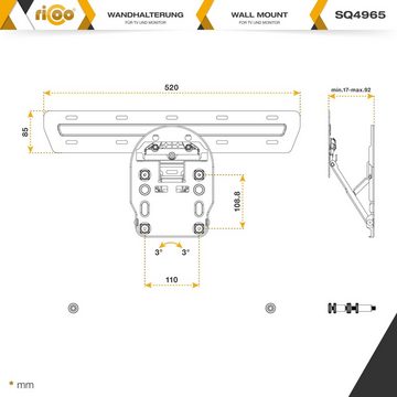 RICOO SQ4965 TV-Wandhalterung, (bis 65 Zoll, No Gap Wand Halter für 49" 55" 65" TV Samsung Q7 Q8 Q9 QLED slim flach)