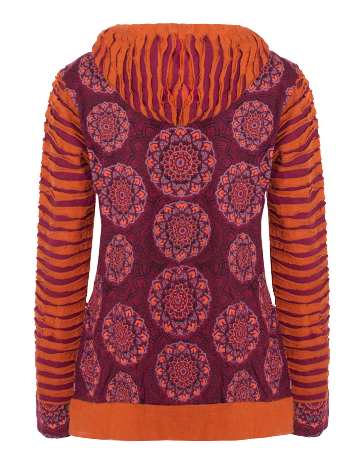 Vishes Kapuzensweatshirt Cutwork Hoodie Baumwolle Langarm Kapuze Tasche bedruckt Alternative Mode, Ethno, Hippie, Goa Style