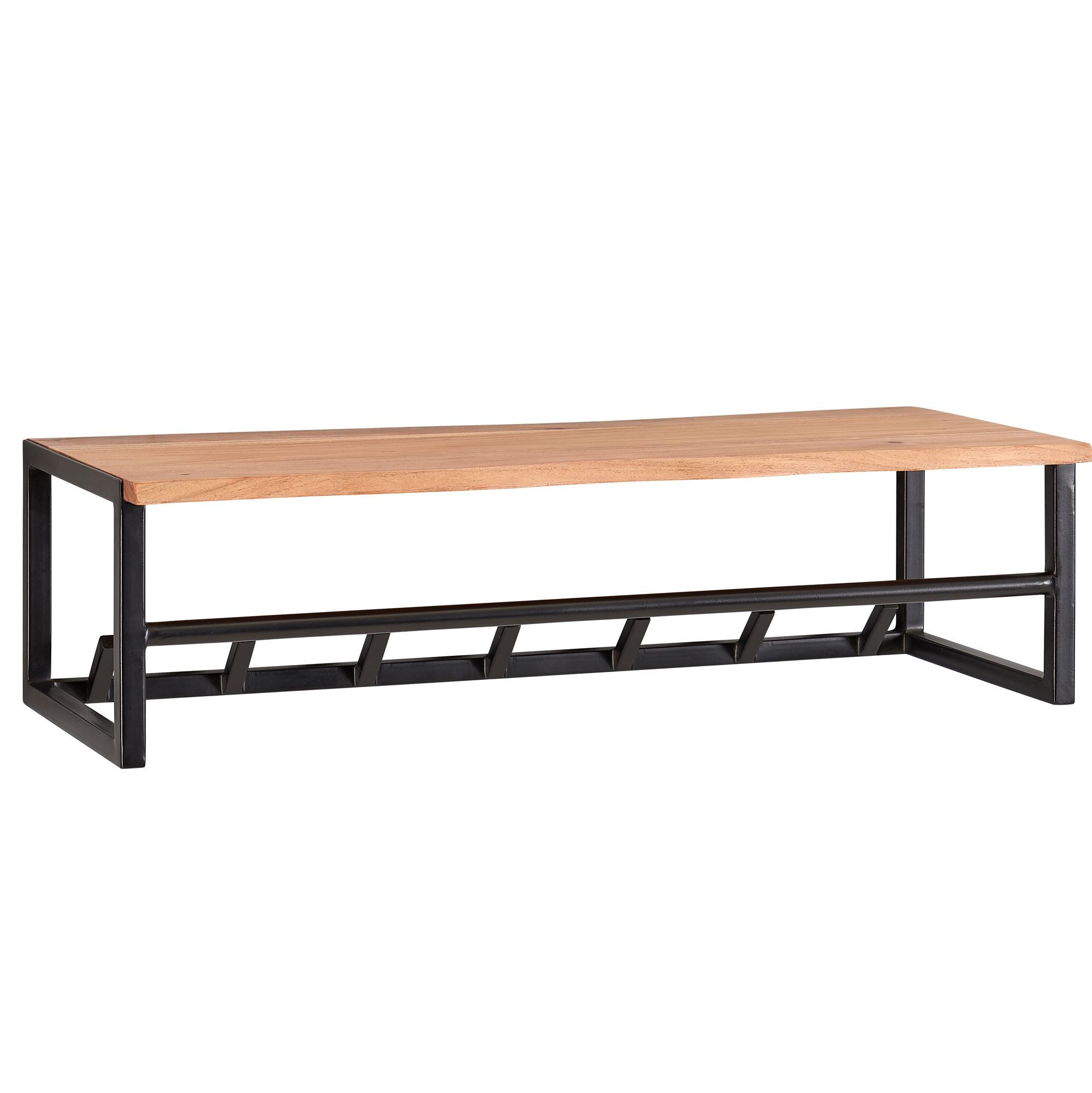 Wohnling Garderobenpaneel Wandgarderobe Holz Metall 80 cm Garderobe mit Ablage Flur Hakenleiste (Akazie Massivholz / Metall 80 x 22 x 33 cm), Hakenleiste Ablage, Garderobe Flurgarderobe Wand