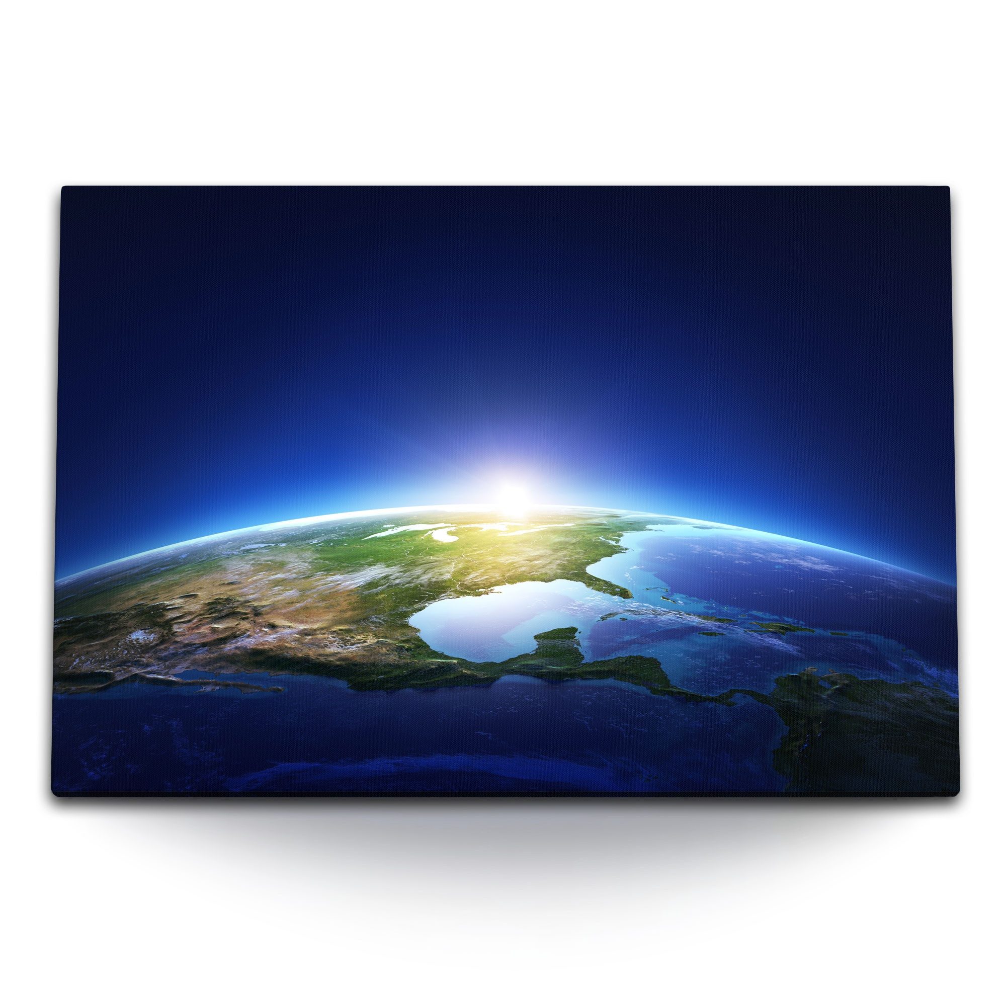 Leinwandbild 120x80cm Wandbild auf Leinwand Planet Erde blauer Planet Welt Weltall