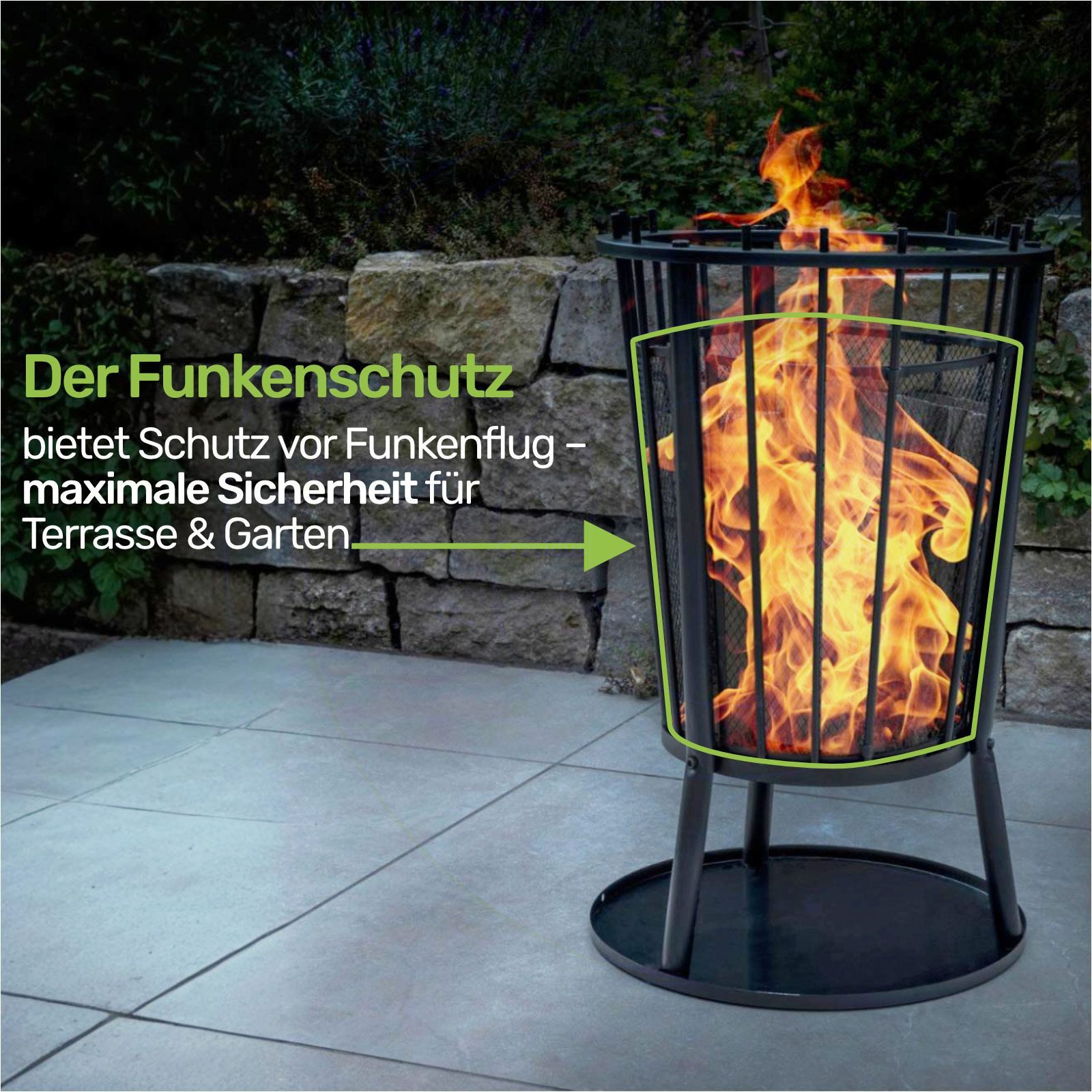 Gravidus Fire Pit with Spark Screen and Base Plate Ø40 cm for Garden Terrace