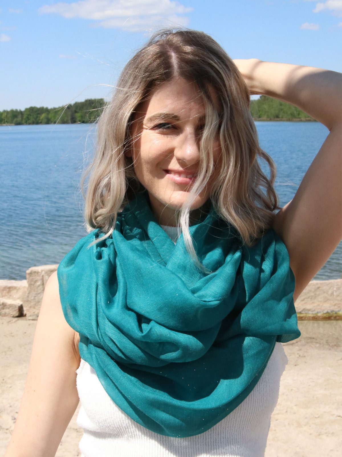 styleBREAKER Loop Loop mit Glitzer unifarben, (1-St) günstig online kaufen