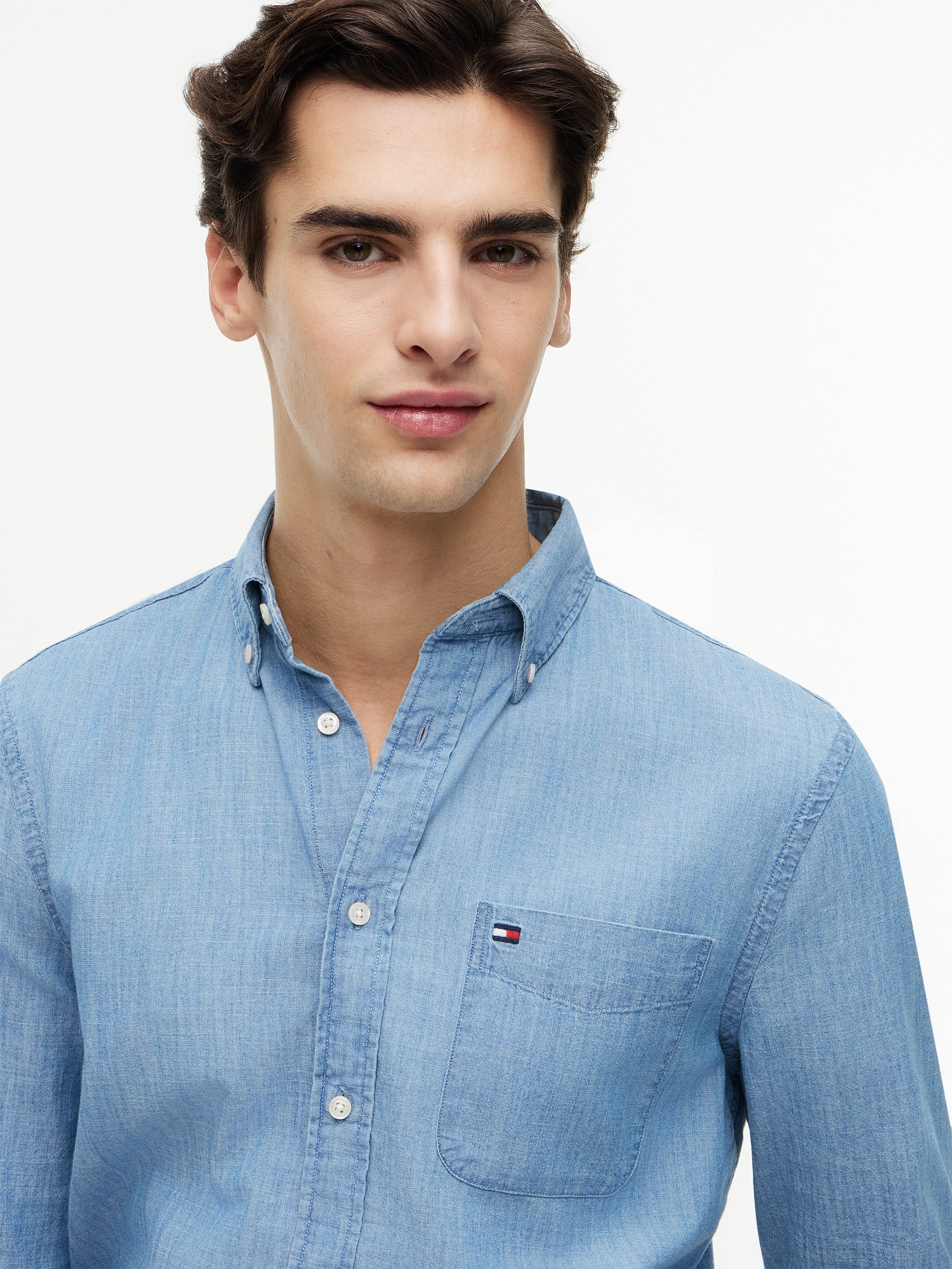 Tommy Hilfiger Langarmhemd CHAMBRAY POCKET Regular Fit