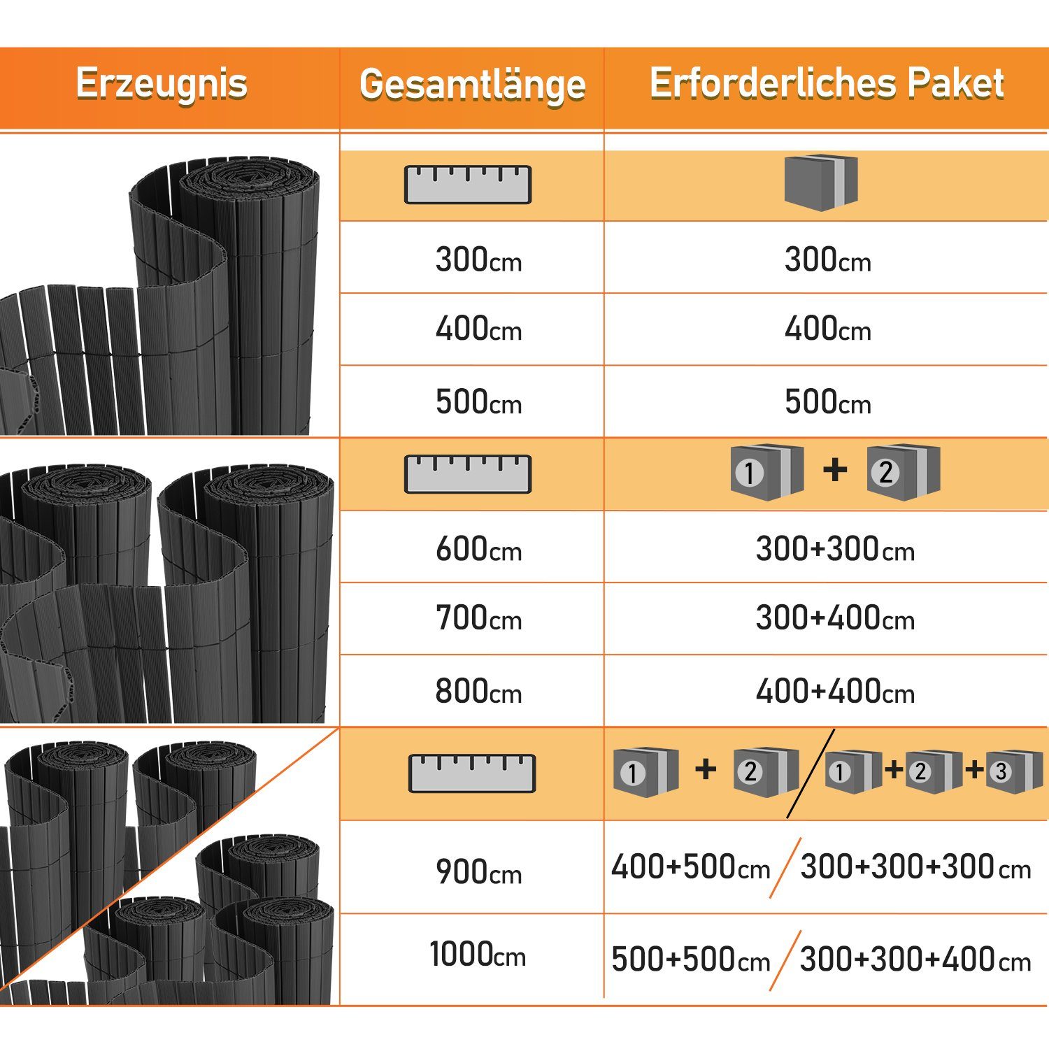 Clanmacy Balkonsichtschutz PVC Sichtschutzmatte Bambus Garten günstig online kaufen