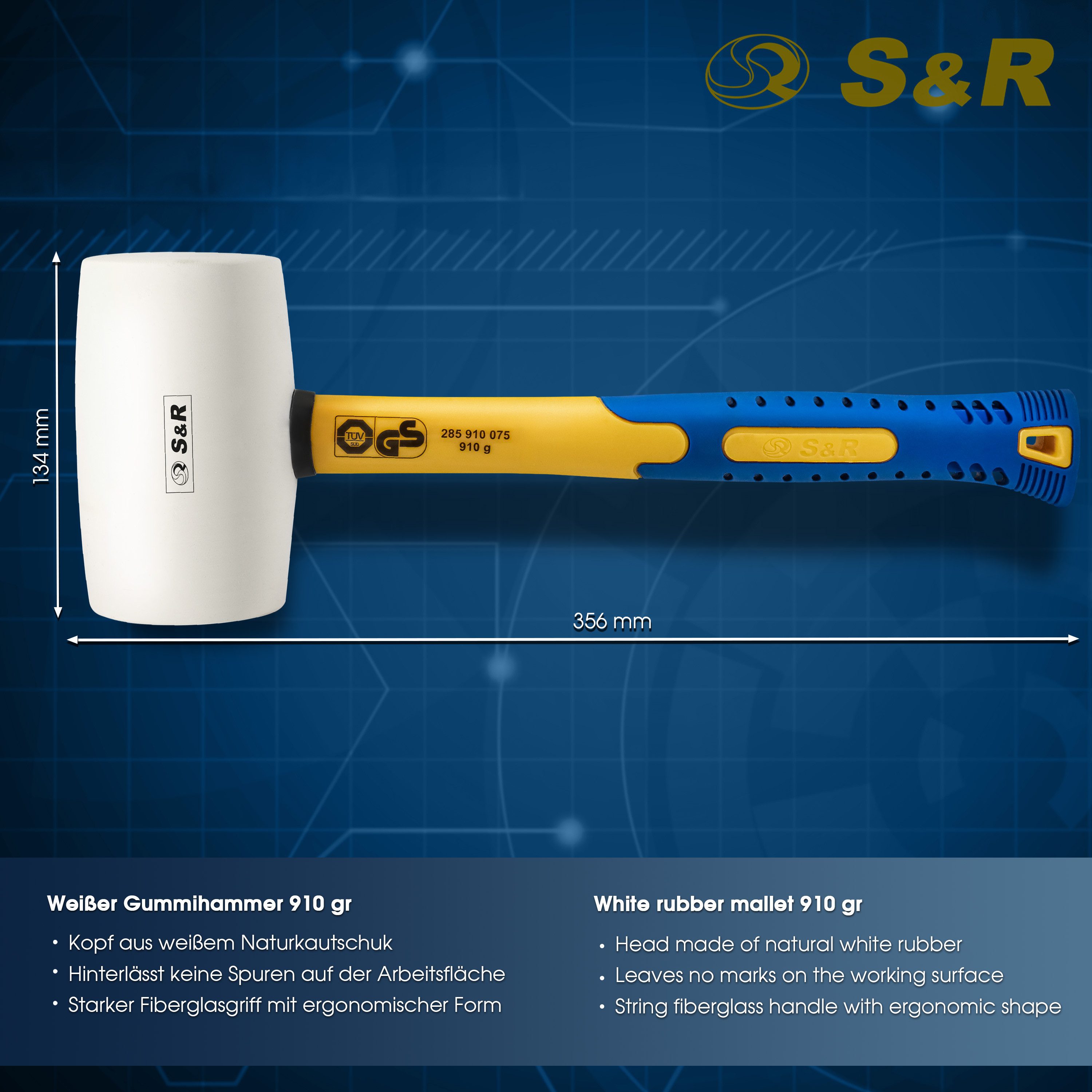 S&R Gummihammer weiß 75 mm, 910 günstig online kaufen