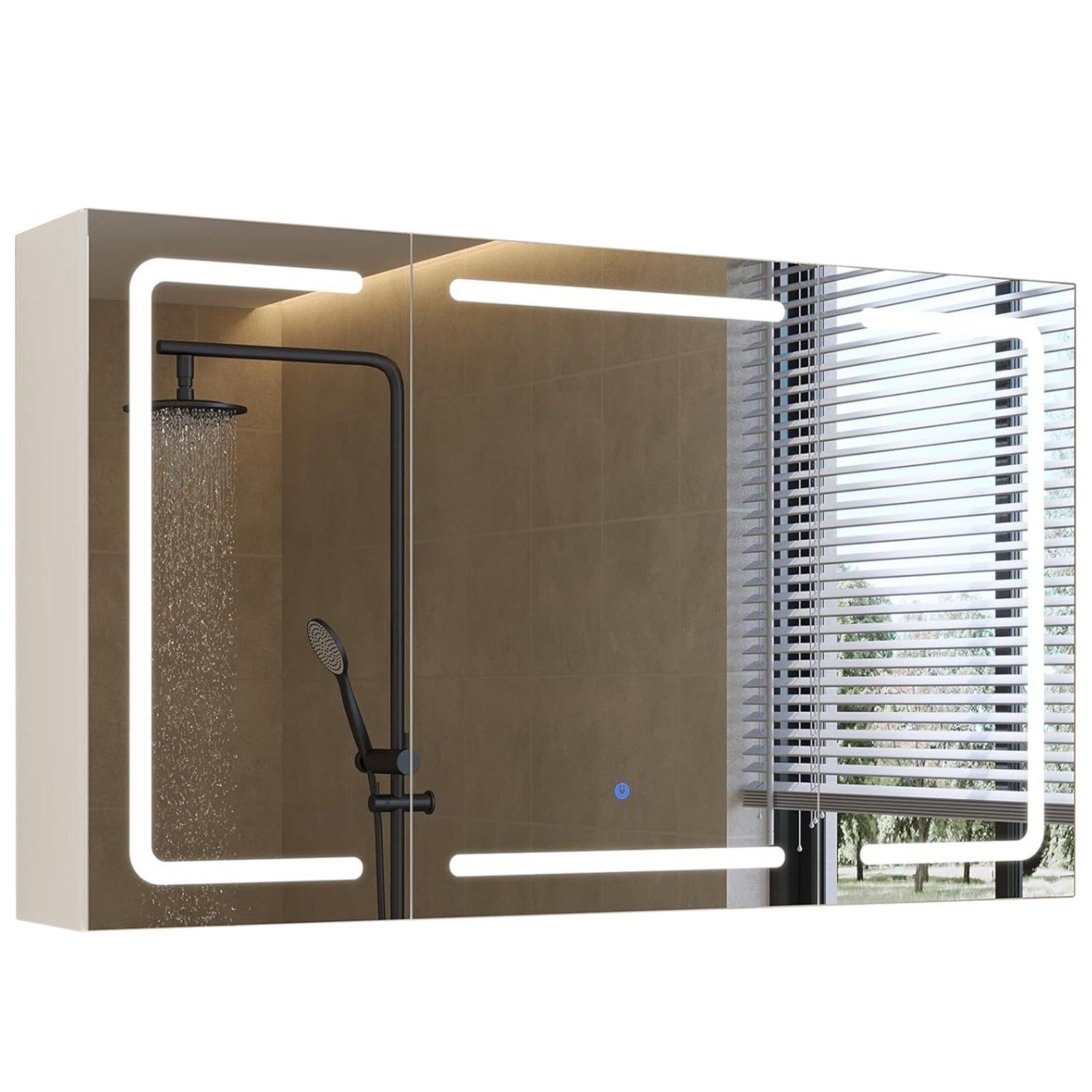 MSMASK Badezimmerspiegelschrank mit LED-Spiegel, 3 Farbtemperaturen, Dimmfunktion (1-St) Spiegelschrank Badezimmerschrank, 100x60x16cm