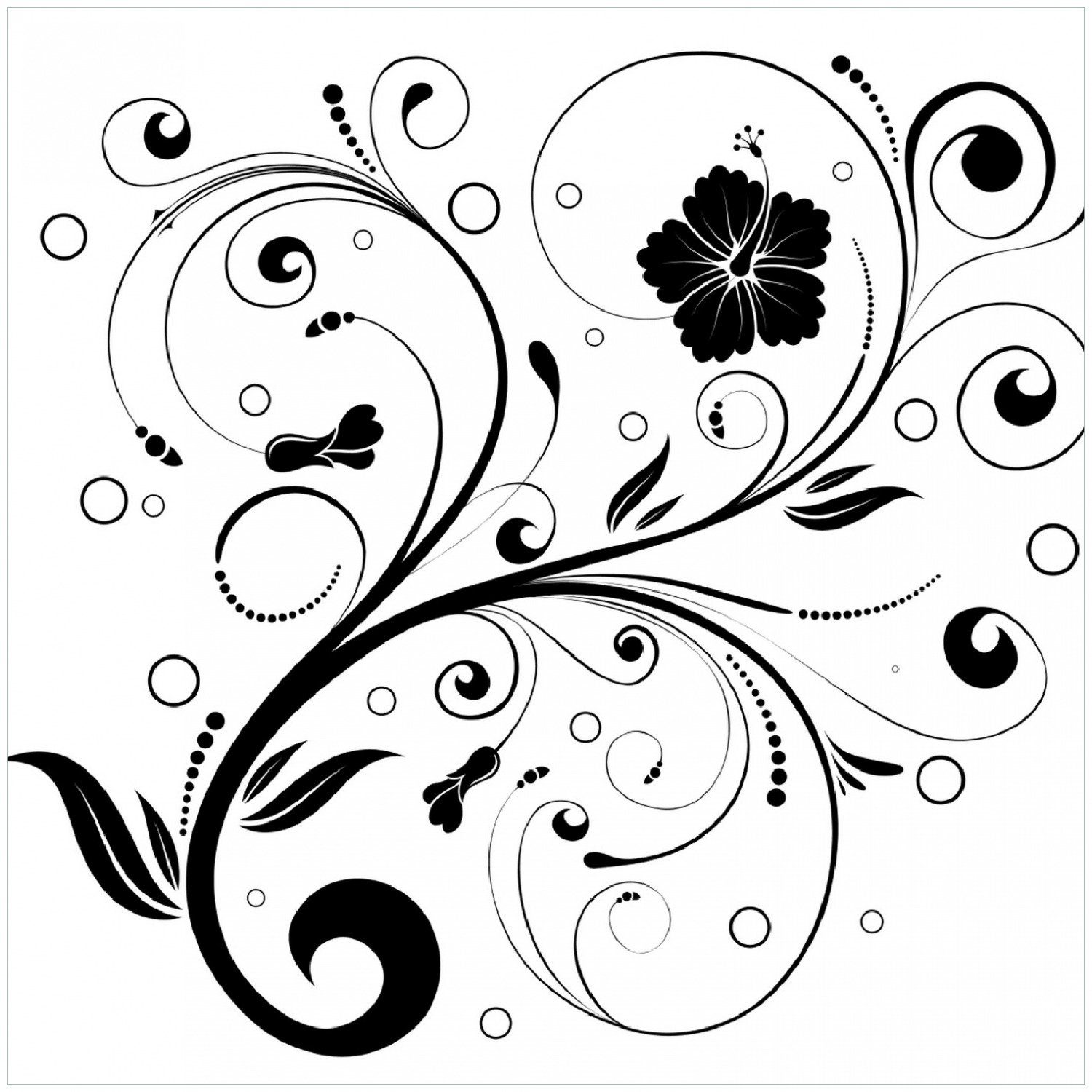 Memoboard in Wallario Schnörkelmuster weiß Blumen schwarz mit Kreisen und