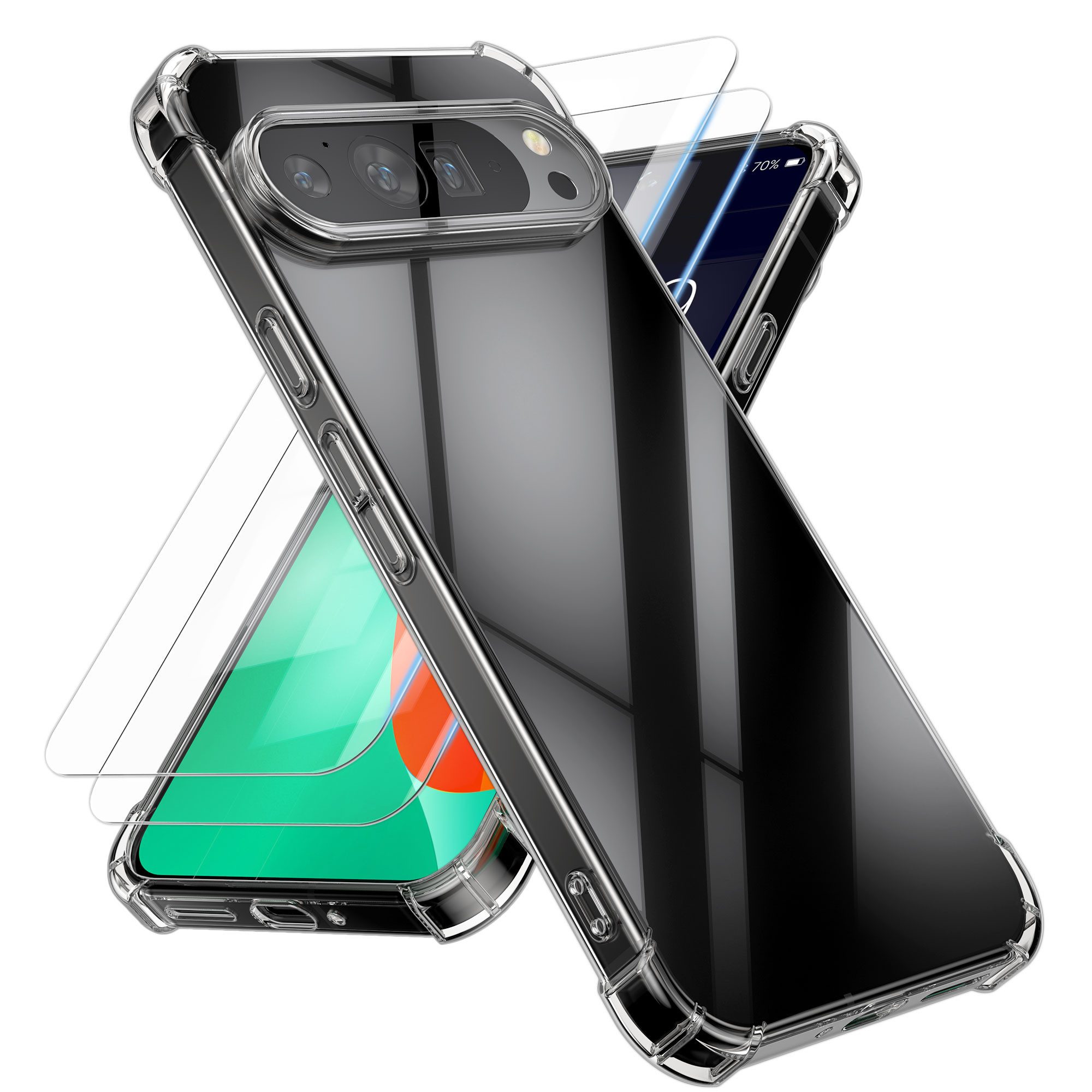 kalibri Smartphone-Hülle Hülle für Google Pixel 10 / Pixel 10 Pro Case, Handyhülle mit 2x Glas Schutz Folie - Cover Handyhülle