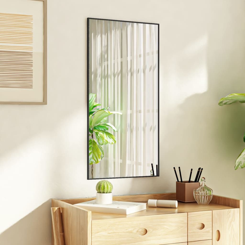 vidaXL Spiegel 40 x 80 cm Türspiegel Schwarz 40x80 cm Glas und Aluminium