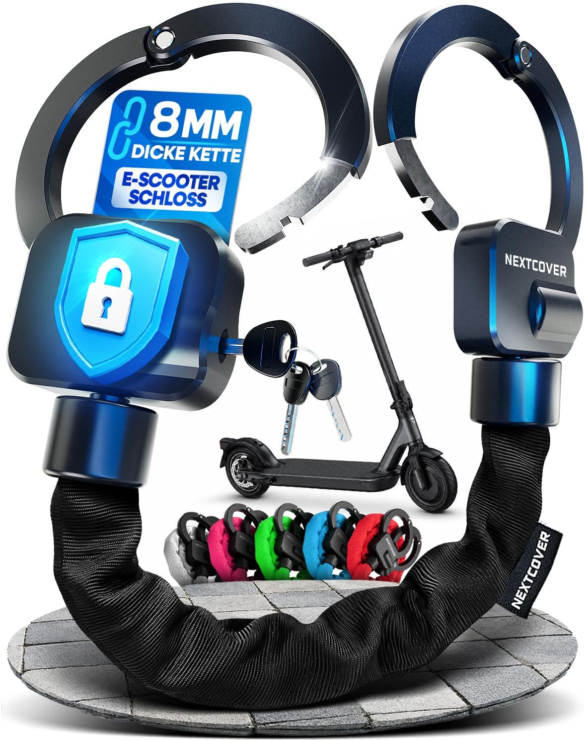 Nextcover Kettenschloss NEXTCOVER® E-Scooter Schloss [Steel-Secure-Technologie]
