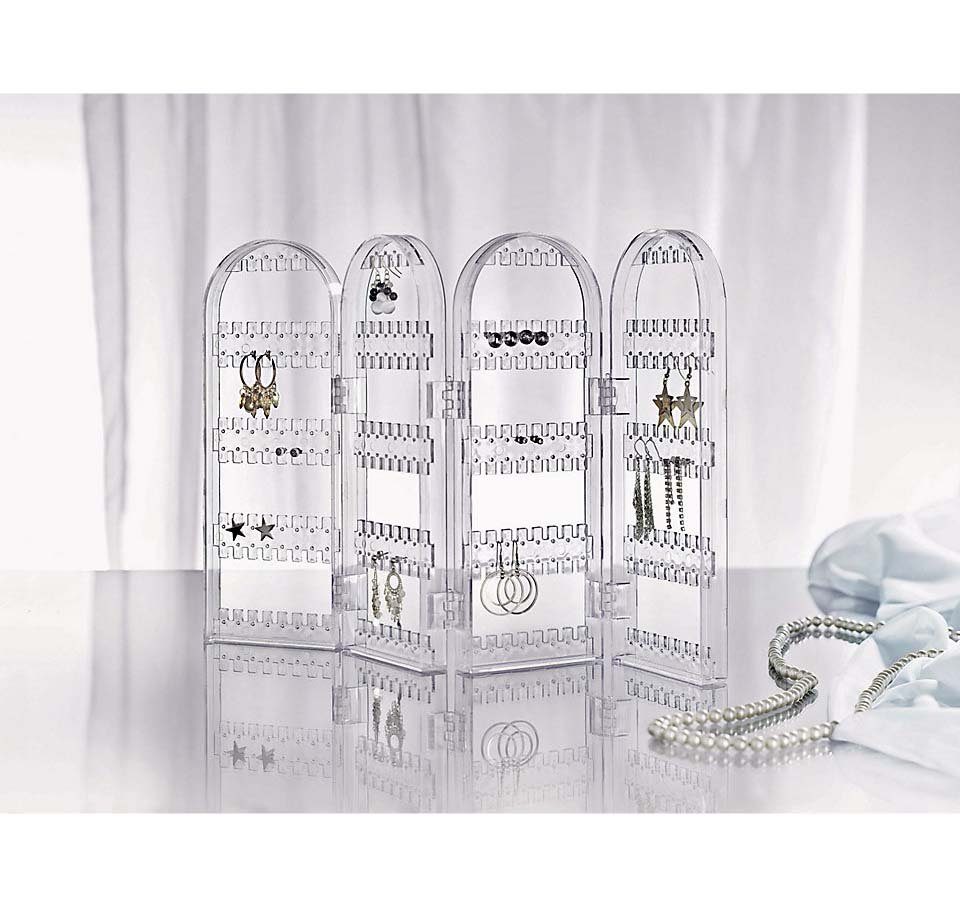 HAC24 Schmuckständer Ohrring Organizer Ohrringhalter Ohrringständer (1 St), Paravent klappbar, 42 x 28,5 x 2 cm aus transparentem Acryl